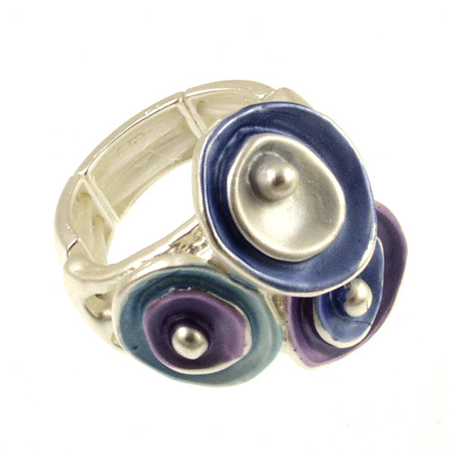 668-28 - LAYERED STRETCH RING - BLUE COMBINATION