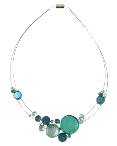 3440-22 - MULTI DOTS NECKLACE - TURQUOISE COMBINATION 18"
