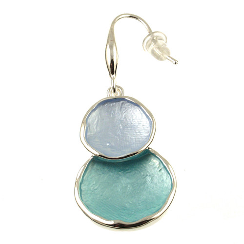 345-23 - TWO DROP CIRCLE EARRING - LIGHT BLUE/TURQUOISE