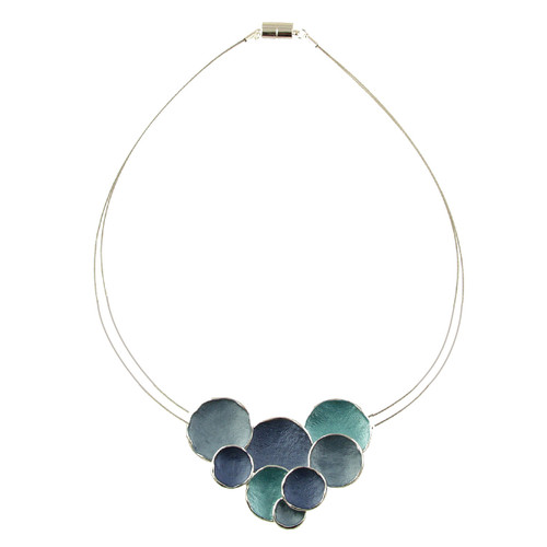347-22 - MULTI CIRCLE NECKLACE - BLUE COMBINATION 18"