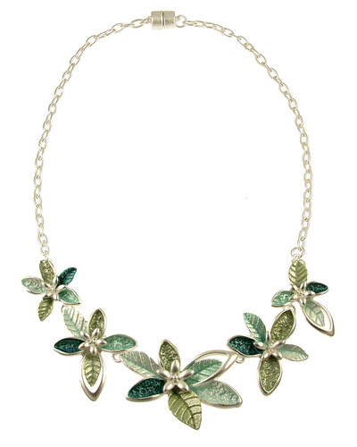 7348-28 - FLOWER NECKLACE - AQUA COMBINATION 18"