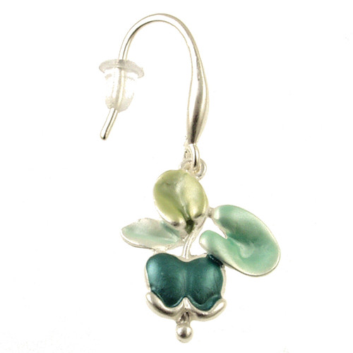 4601-3 - MATTE SILVER/AQUA TONE FLORAL EARRING