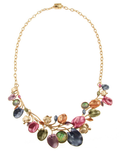 4600-41 - MATTE GOLD/MULTI TONE FLORAL NECKLACE 18"