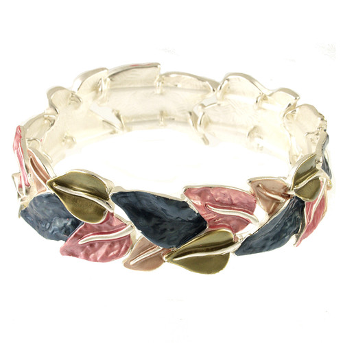 2008-4 - LEAF STRETCH BRACELET - MULTI TONE