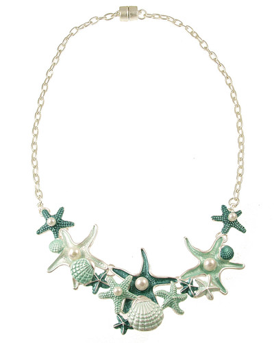 7115-2 - STARFISH NECKLACE - AQUA 18"