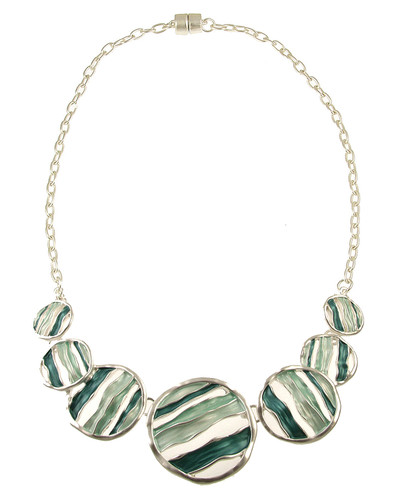 6690-3 - WAVY CIRCLE NECKLACE - AQUA COMBINATION 18"