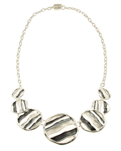 6690-7 - WAVY CIRCLE NECKLACE - GREY COMBINATION 18"