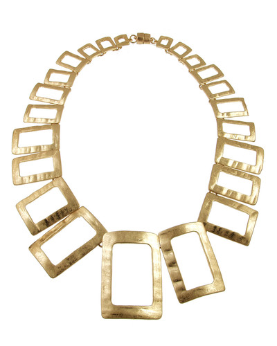 7536-2 - ANTIQUE GOLD RECTANGLE NECKLACE - 18"