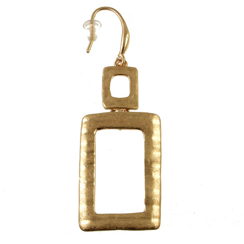7537-2 - ANTIQUE GOLD RECTANGLE EARRING - 2"