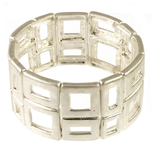 2200-1 - ANTIQUE SILVER STRETCH RECTANGLE BRACELET