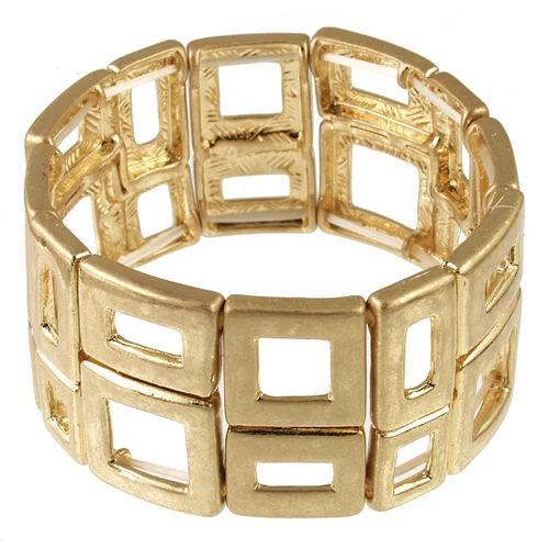 2200-2 - ANTIQUE GOLD STRETCH RECTANGLE BRACELET