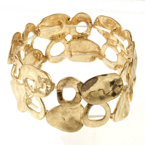 2194-2 - ANTIQUE GOLD ORGANIC OVAL STRETCH BRACELET