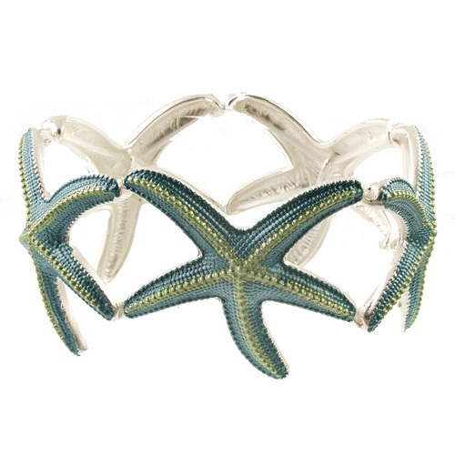 2261-2 -STRETCH STARFISH BRACELET - AQUA COMBINATION