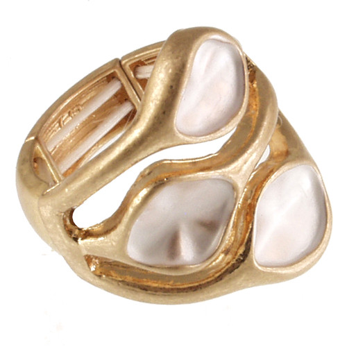 2411-2 - ANTIQUE GOLD/WHITE COMBINATION STRETCH RING