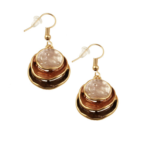 5003-6 - THREE STACK CIRCLE EARRING - COFFEE COMBINATION