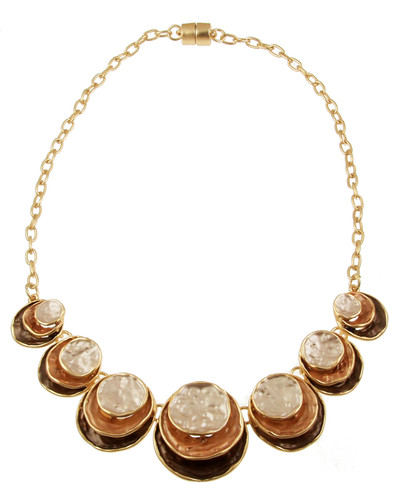 5002-6 - 3 STACK CIRCLE NECKLACE - COFFEE COMBINATION 18"