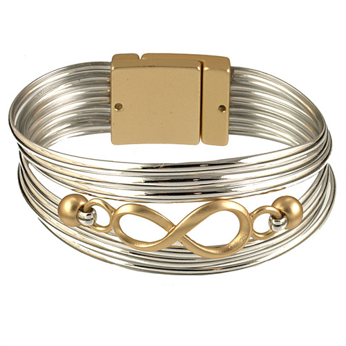 636-1 - LIGHT MATTE GOLD INFINITY/SILVER BRACELET - 7.25"