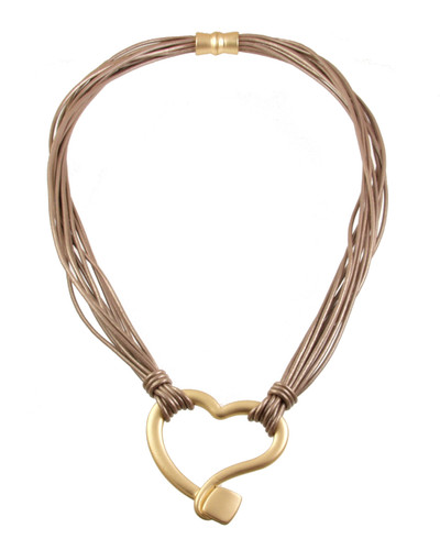 5114-63 - LIGHT MATTE GOLD HEART/CHAMPAGNE NECKLACE - 18"