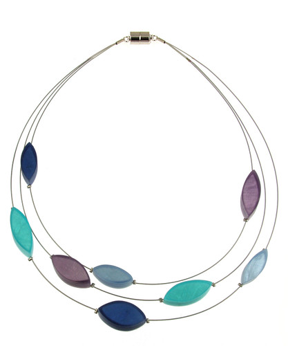2058-29 - MULTI LEAF NECKLACE - BLUE COMBINATION - 18"
