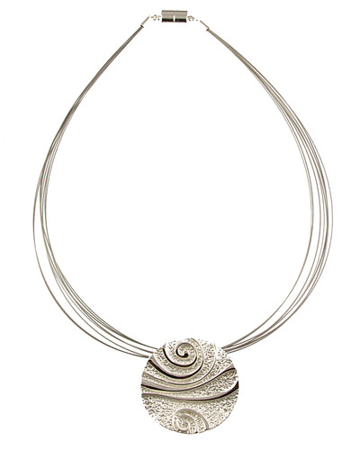 452-8 - SHINY SILVER SWIRL PENDANT - 18"