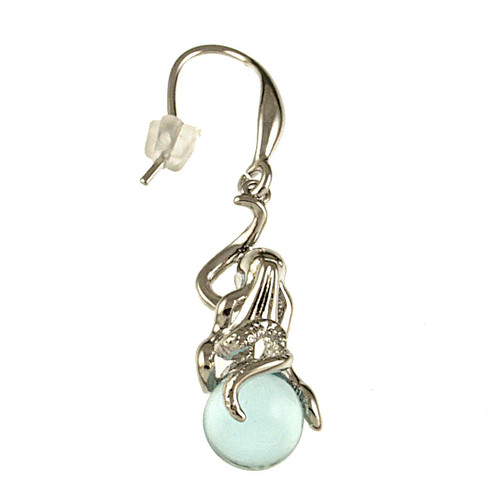 739-2 - BLUE GLASS OCTOPUS WITH PEARL EARRING