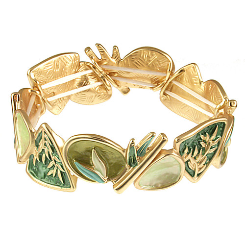 2484-3 - BAMBOO STRETCH BRACELET - GREEN COMBINATION 