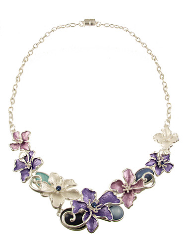 7913-28 - FLORAL NECKLACE - PURPLE COMBINATION - 18"