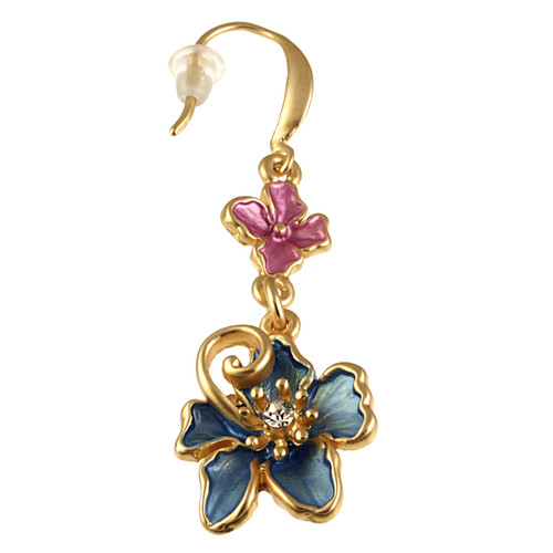 7914-4 - FLORAL DROP EARRING - PINK/BLUE 