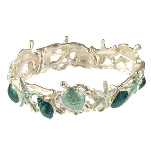 2453-22 - UNDER THE SEA STRETCH BRACELET - AQUA COMBINATION