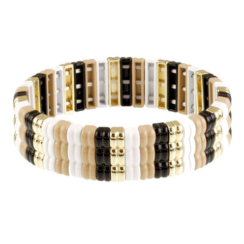 103-8 - STRETCH BRACELET - WHITE COMBINATION - STRETCHES TO 7"