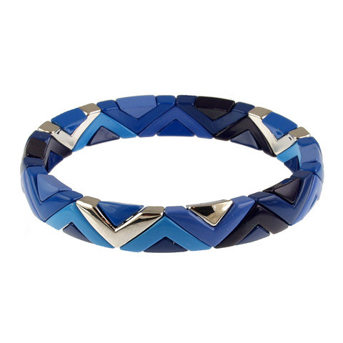 104-2 - STRETCH BRACELET - BLUE COMBINATION - STRETCHES TO 7"