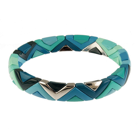 104-3 - STRETCH BRACELET - AQUA COMBINATION - STRETCHES TO 7"