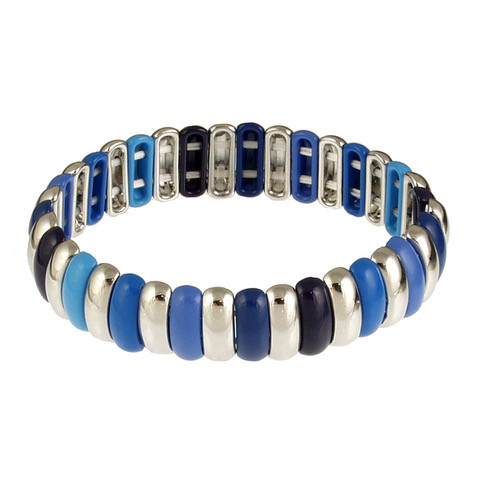 106-2 - STRETCH BRACELET - BLUE COMBINATION - STRETCHES TO 7"