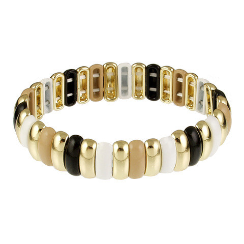 106-8 - STRETCH BRACELET - WHITE COMBINATION - STRETCHES TO 7"