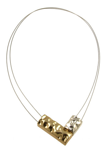 528-2 - LIGHT MATTE GOLD/MATTE SILVER FRONT MAGNETIC PENDANT - 18"