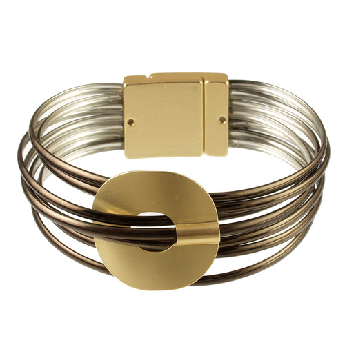 604-58 - LIGHT MATTE GOLD/BROZNE BRACELET - 7.25"