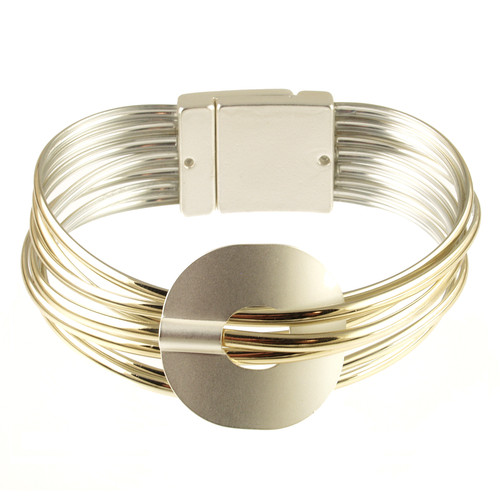 604-2 - MATTE SILVER/GOLD BRACELET - 7.25"