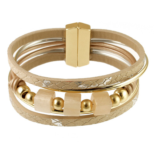 606-83 - LIGHT MATTE GOLD/CHAMPAGNE RESIN BRACELET - 7.25"