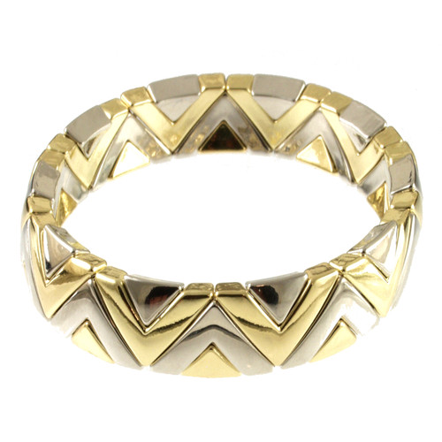 104-1 - CHEVRON STRETCH BRACELET - SILVER/GOLD COMBINATION - STRETCHES TO 7"