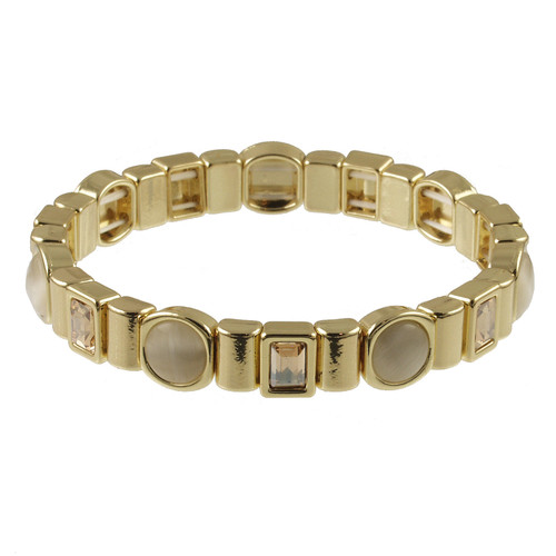 109-1 - WARM GOLD/CREME STRETCH BRACELET - STRETCHES TO 7"
