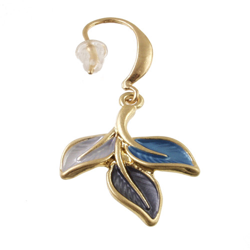 7901-28 - MATTE GOLD/BLUE TONE LEAF EARRING 