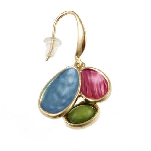 8190-4 - MATTE GOLD/MULTI TONE DROP EARRING