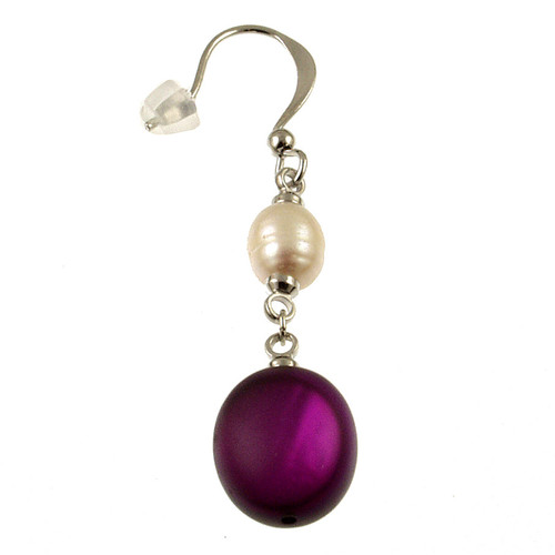 7384-4 - RESIN & PEARL DROP EARRING - PURPLE 