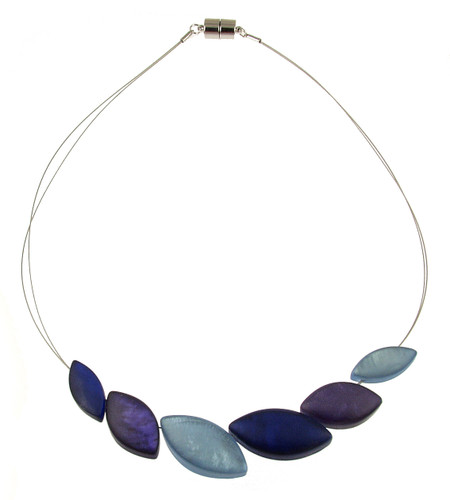 884-23 - RESIN LEAF NECKLACE - DARK BLUE/PURPLE COMBINATION - 18"