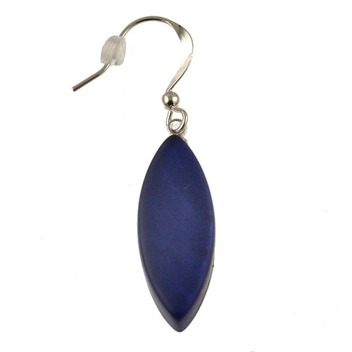 885-23 - RESIN LEAF EARRING - DARK BLUE 
