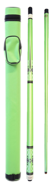 Package Deal - Green  Graphite Cue & 1x1 Macaron Case - MH-606 + 033-001C-GN