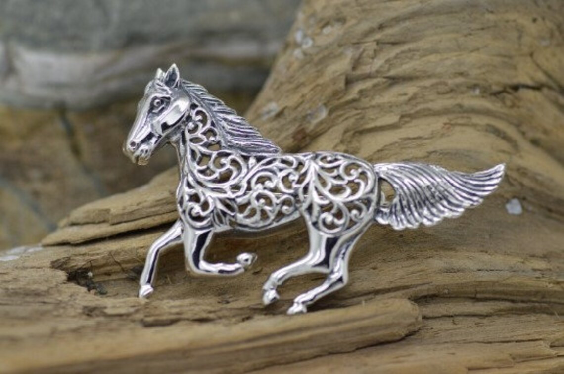 Broche Cheval En Argent Sterling .925 - Pièce Unique, Occasion En Très Bon état