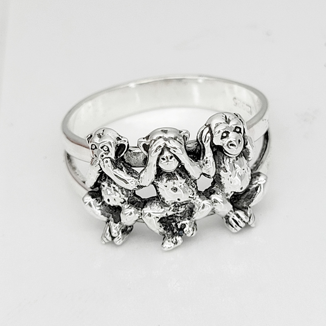 Wise Monkeys ring in Sterling Silver 925 any ring size don't see