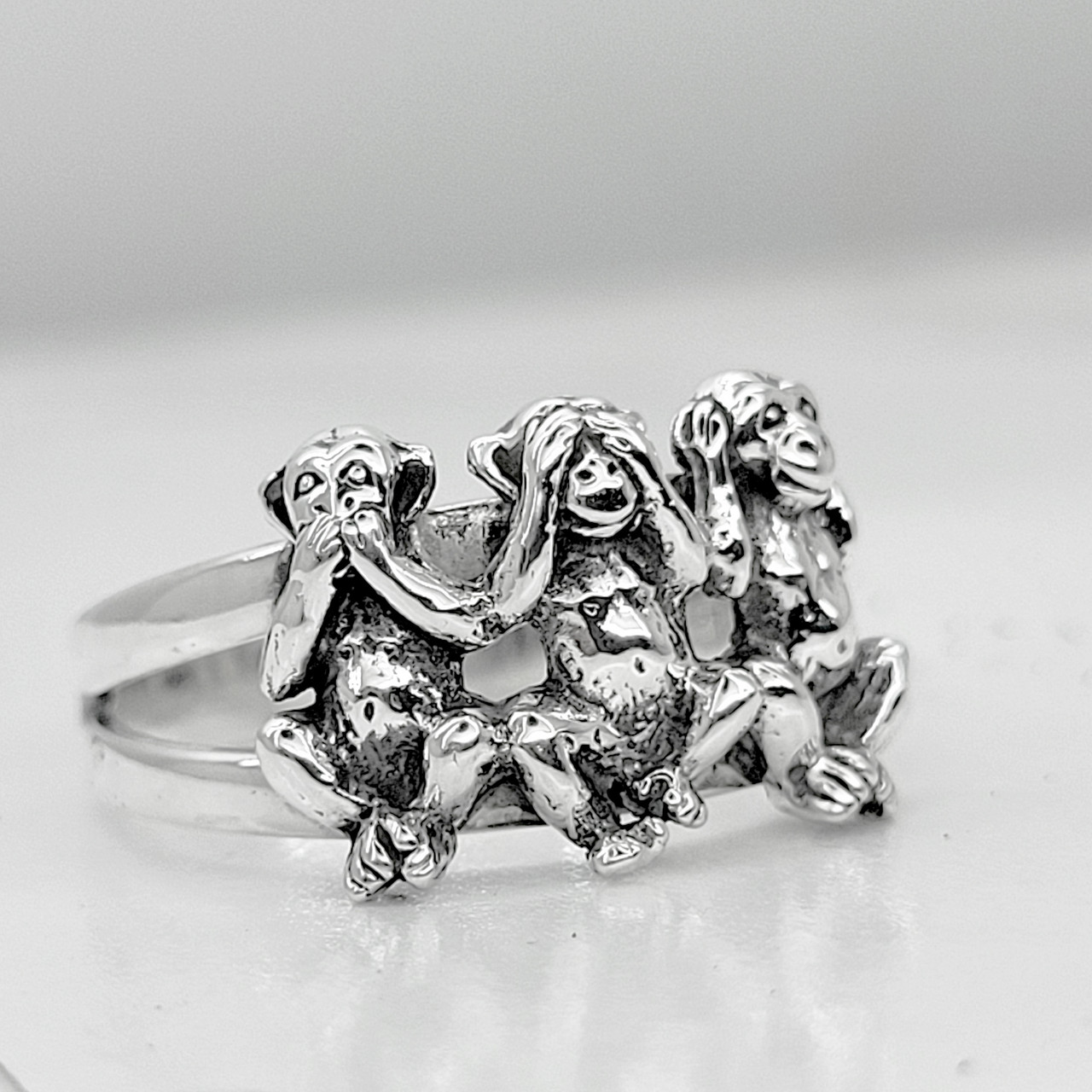 Wise Monkeys ring in Sterling Silver 925 any ring size don't see