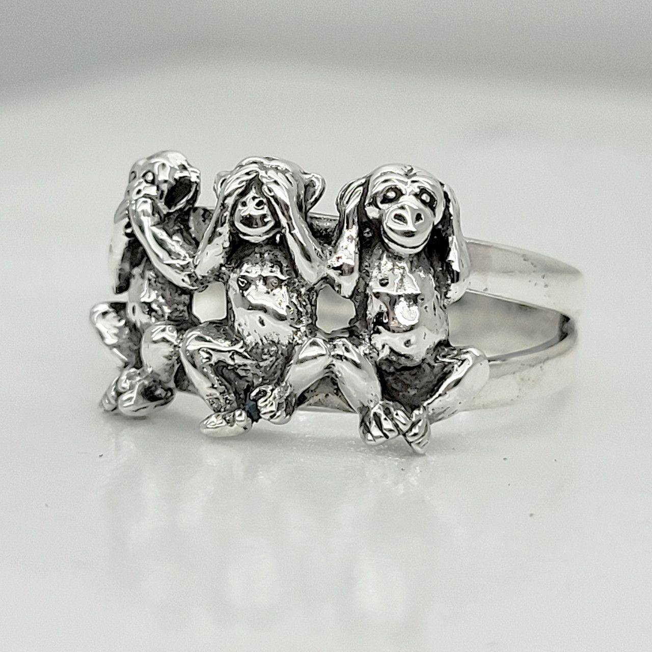 Wise Monkeys ring in Sterling Silver 925 any ring size don't